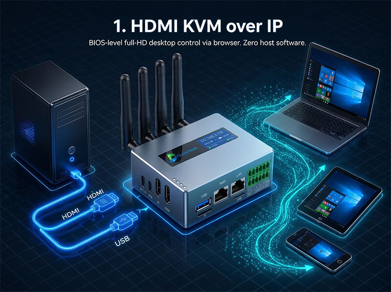 1. HDMI KVM over IP - QuickDesk operating mode diagram